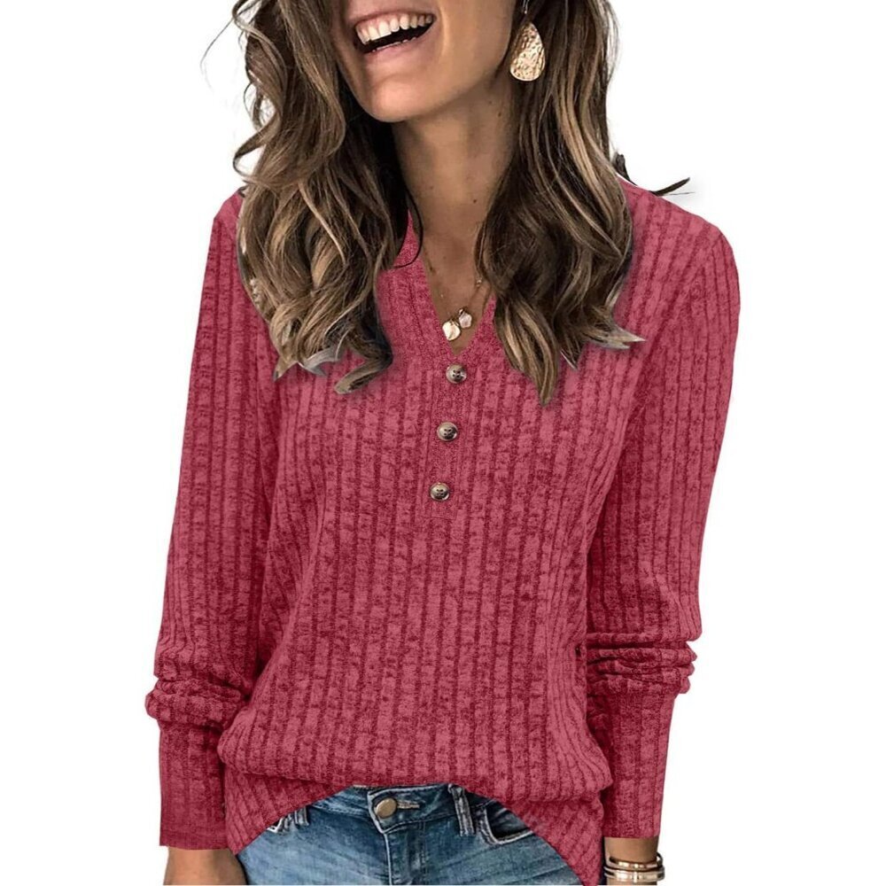Sweaters for Women Fashion Long Sleeve Tops Pullover V Neck Casual Loose Sweatsh